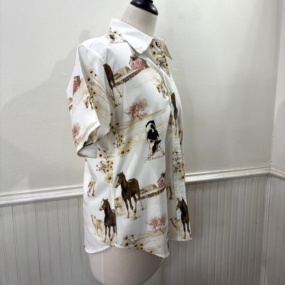 Natural Reflections Size L Short Sleeve Top Baby Farm Animals Western Cowgirl - Picture 5 of 16